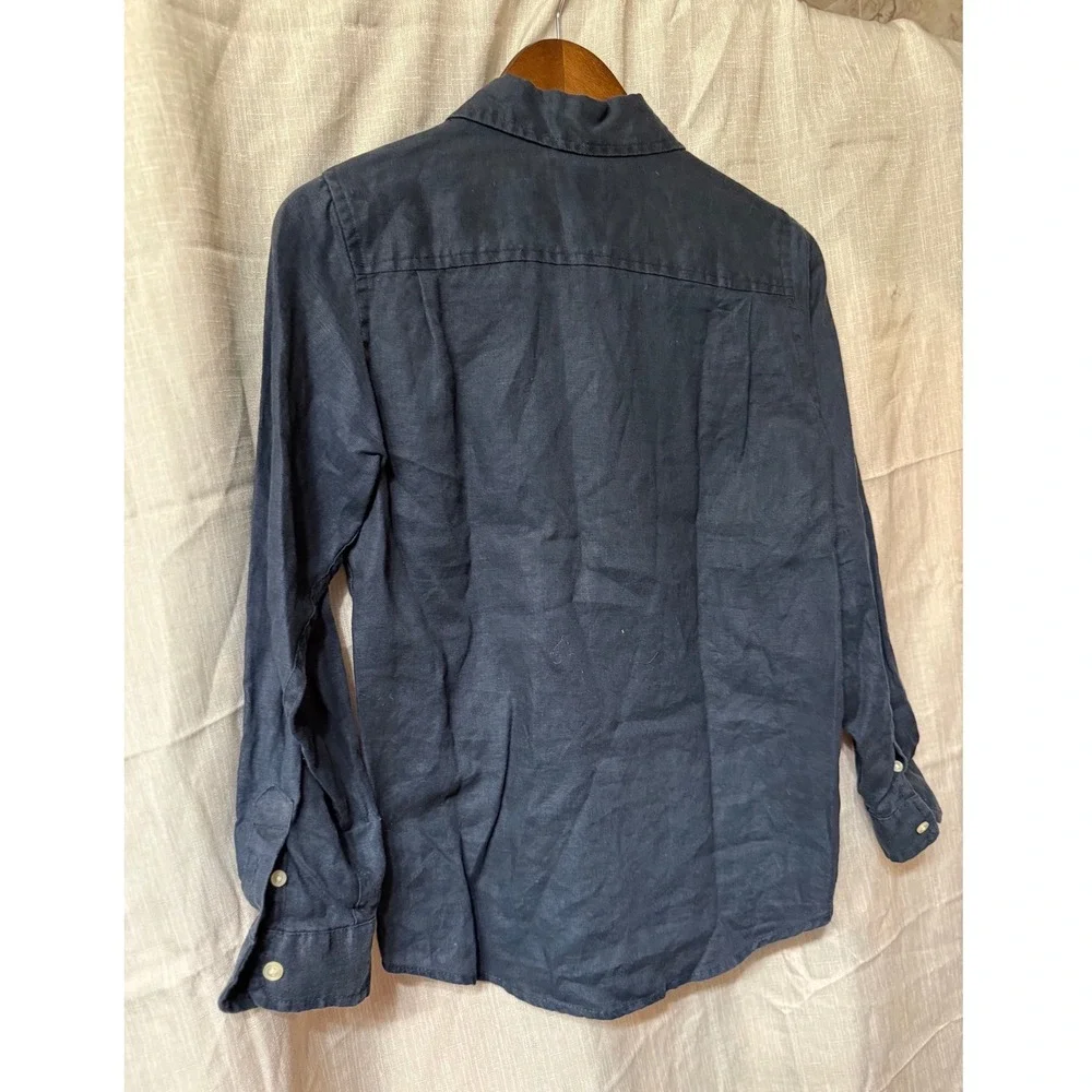 The Children's Place Boys Button Down Longsleeve Blue Linen Size L (10/12)
